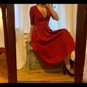 NWOT EShakti Red plunge dress - holiday perfect!